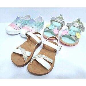 Baby Toddler Girls Size 4 Slip On Sandals Lot of 3 Carters Light Up Pink Blue